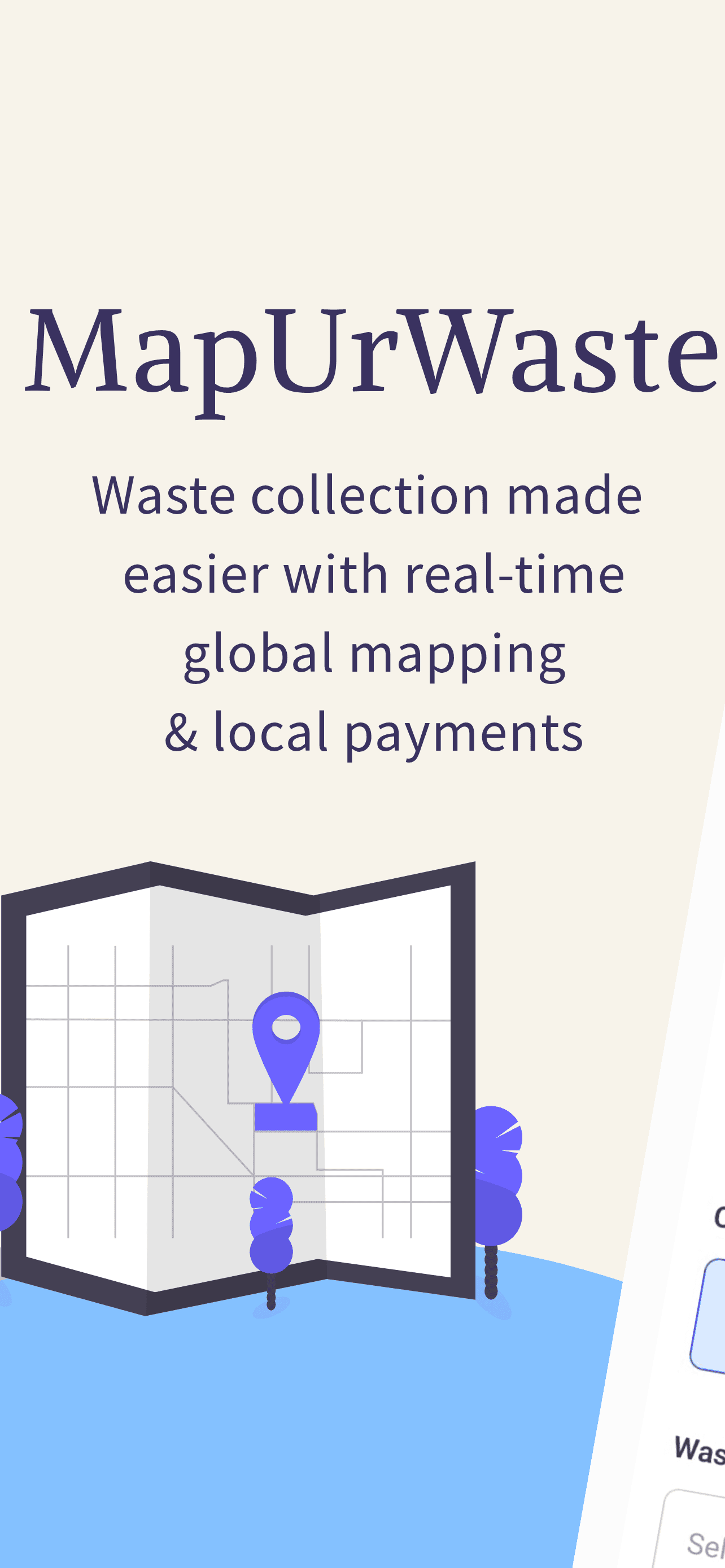 Stylized map with location pin — MapUrWaste